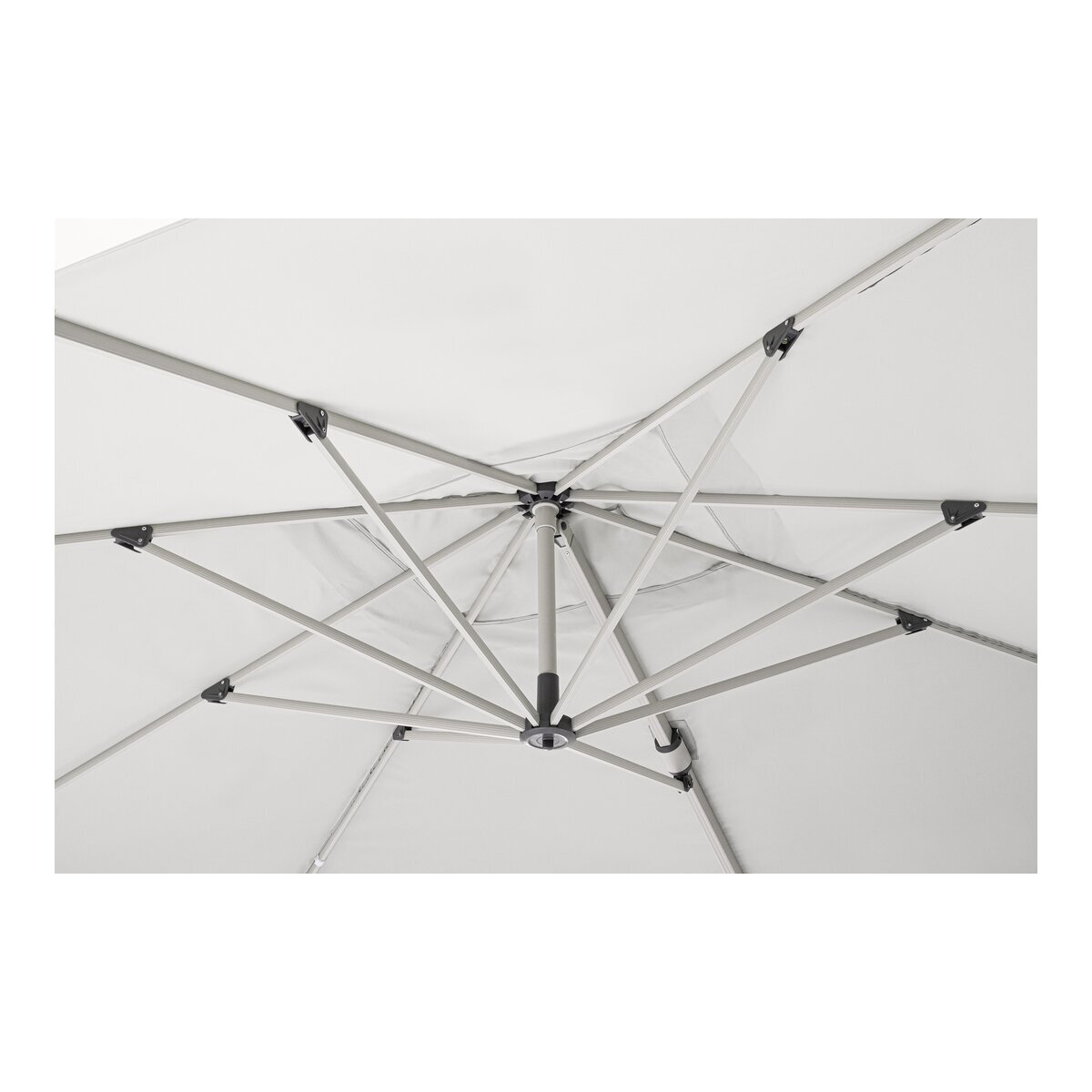 Ampelschirm Saragozza - Aluminium & Polyester-Stoff, Grau, 3x4 m