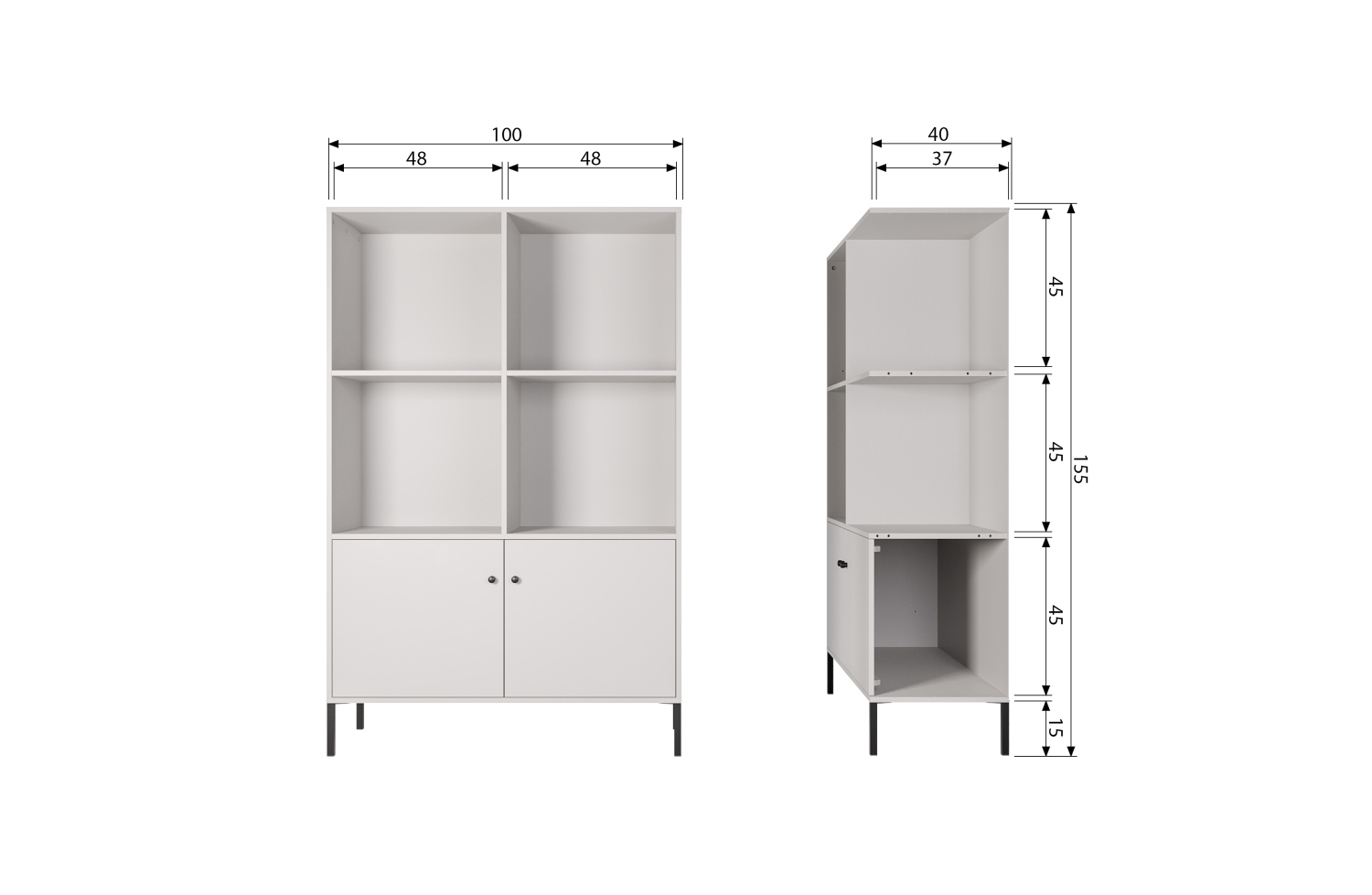 Schrank Xam Offen aus Kiefernholz, Schwarz