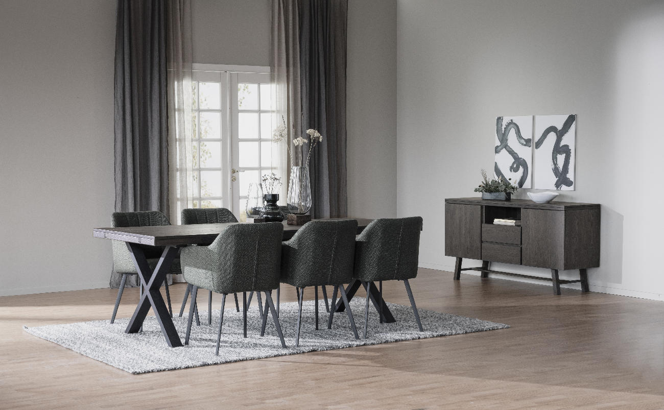 Esstisch Brooklyn, X-Gestell, 220cm, Braun
