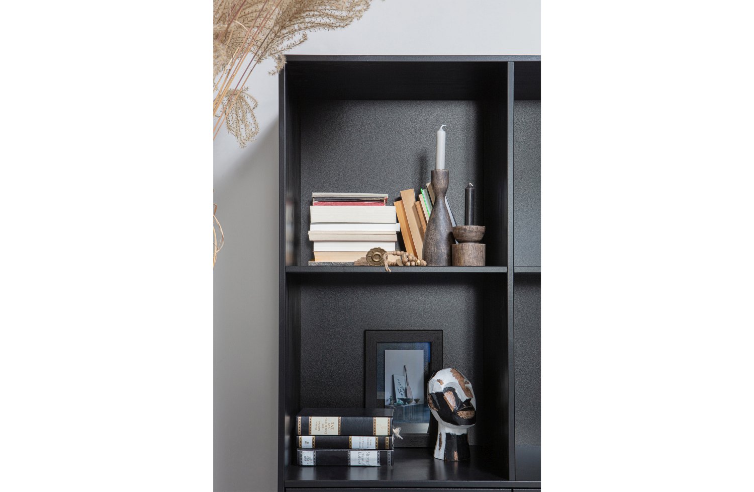 Schrank Xam Offen aus Kiefernholz, Schwarz