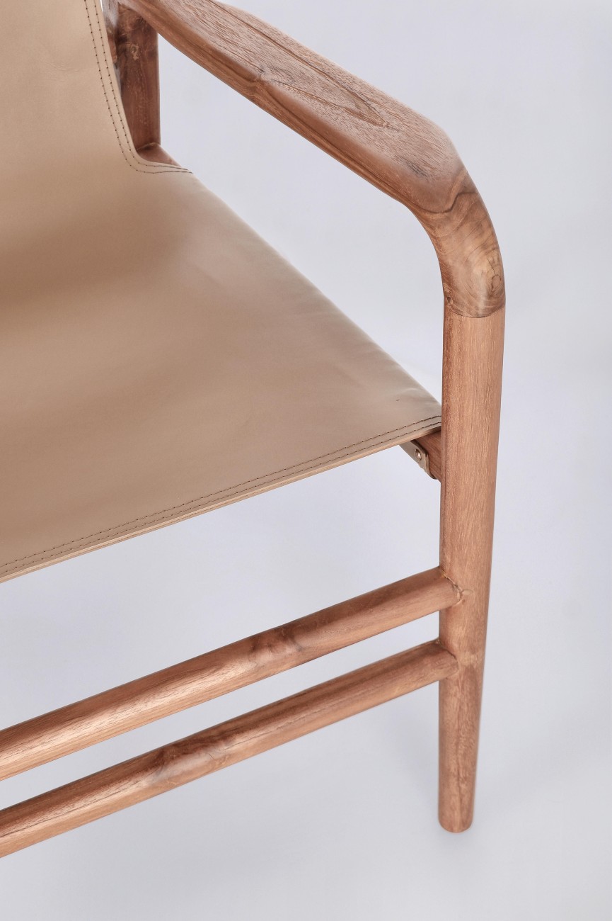 Sessel Caroline aus Teakholz, Taupe