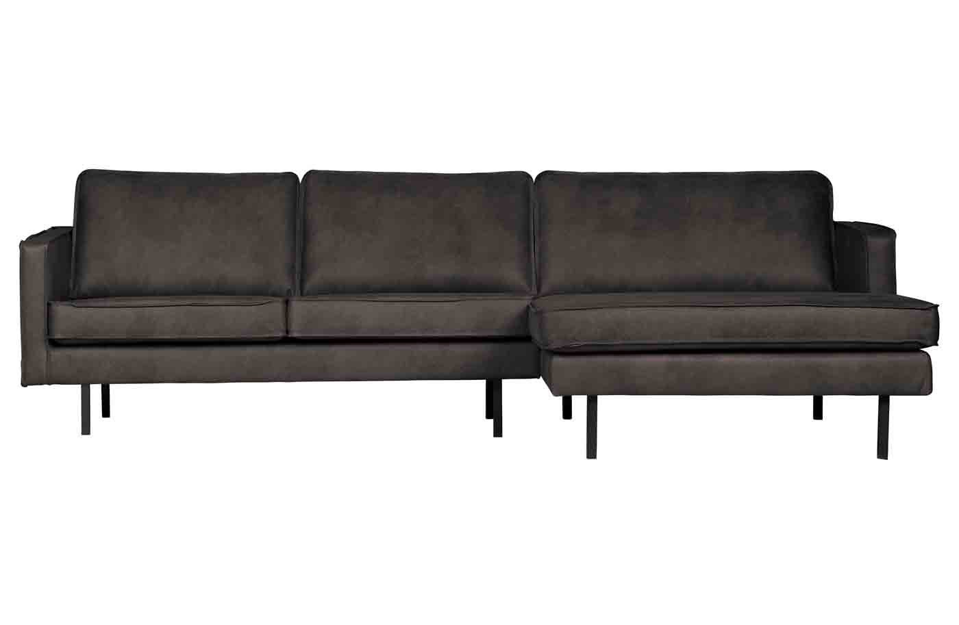 Ecksofa Rodeo Chaiselongue Eco Leder, rechts Schwarz