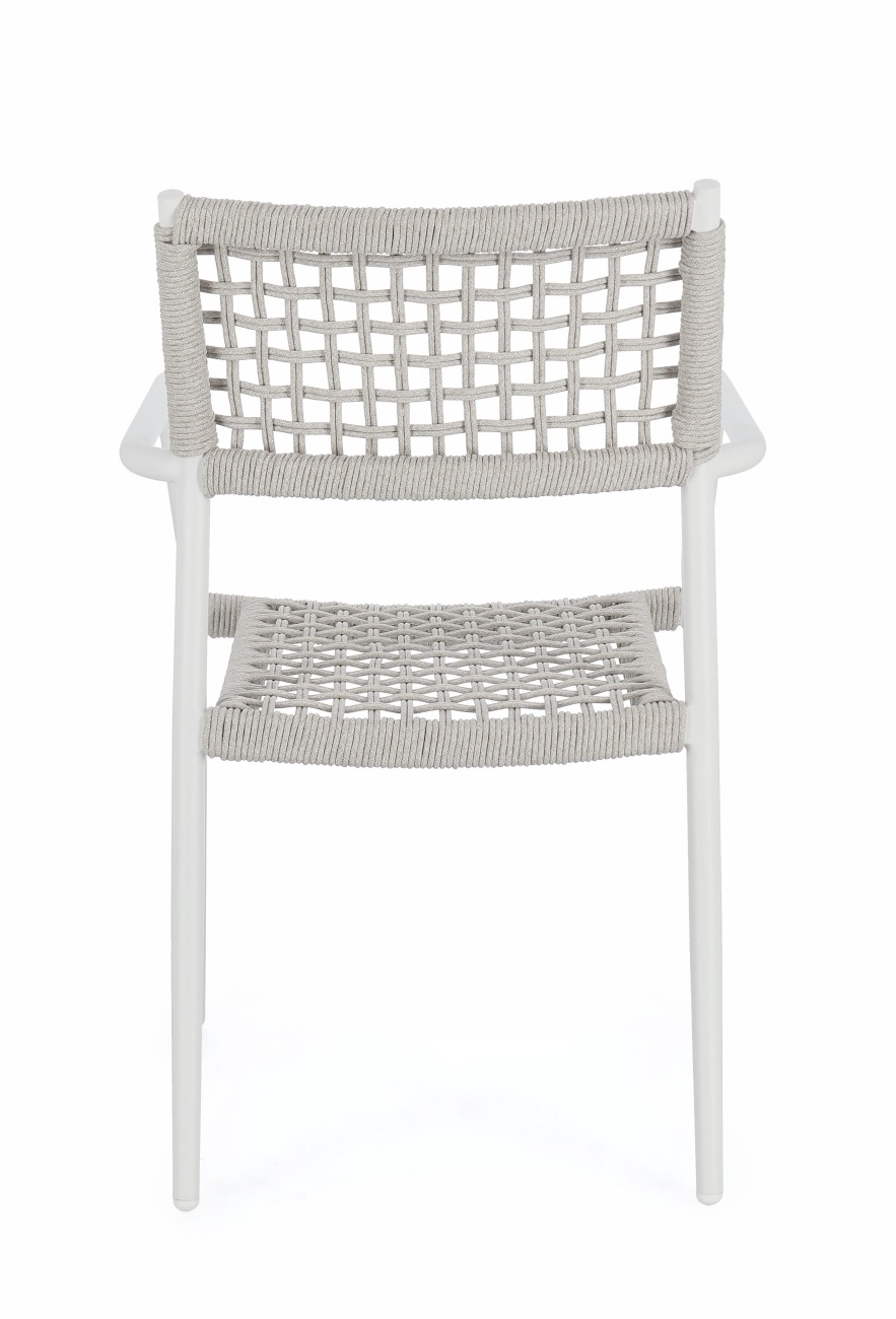 Gartenstuhl Caleta aus Aluminium, Hellgrau / Weiß