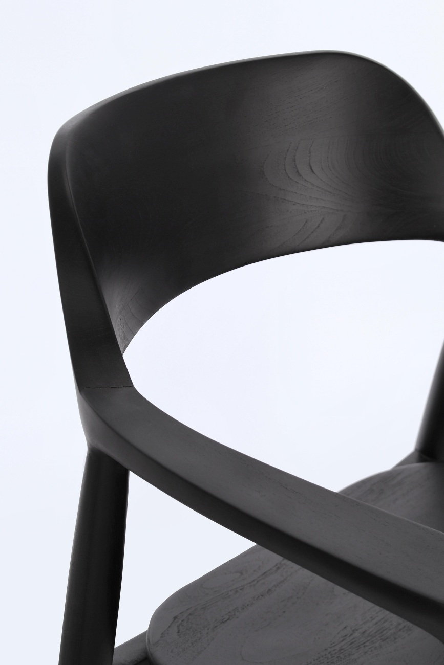 Esszimmerstuhl Idris aus Teakholz, Schwarz