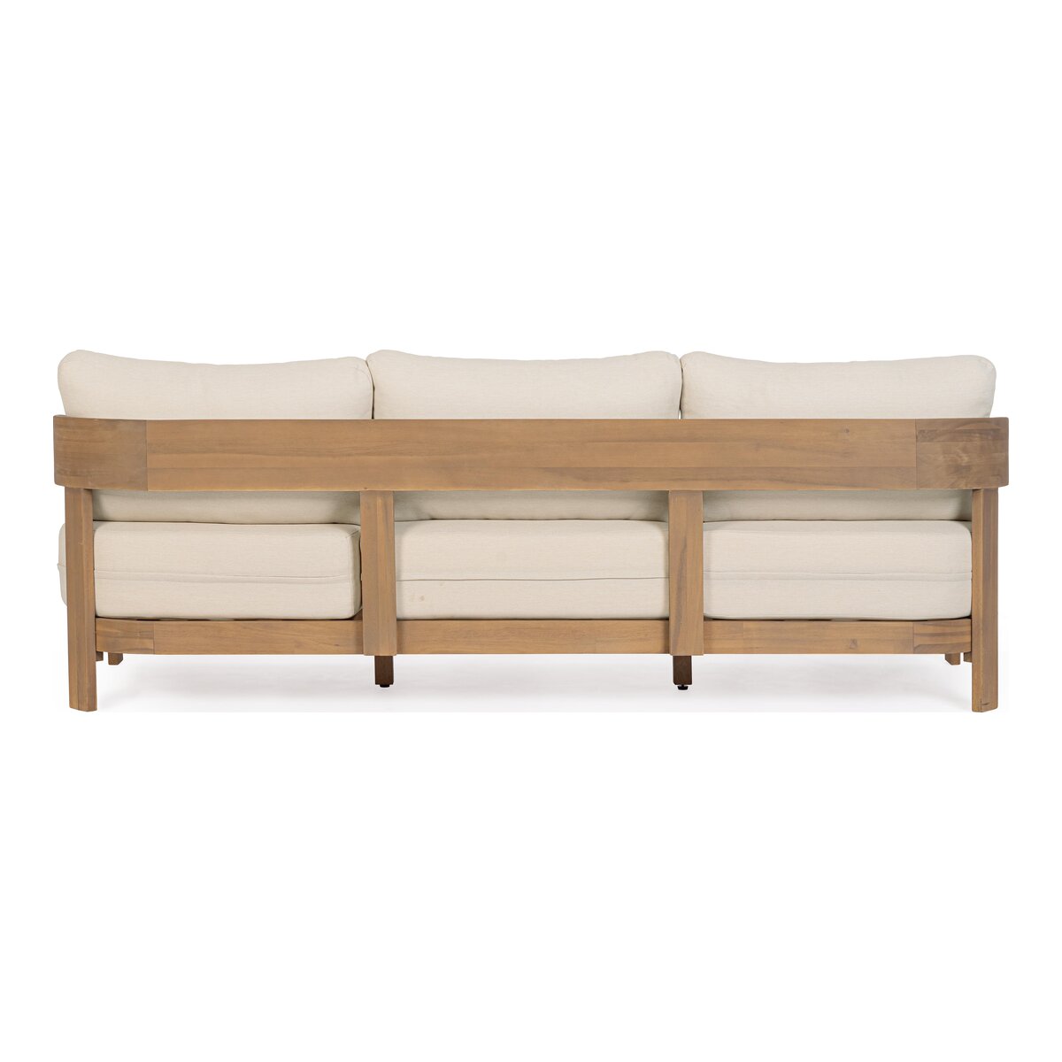 3-Sitzer Gartensofa Pablo - Akazienholz Natur & Olefin-Stoff Beige,