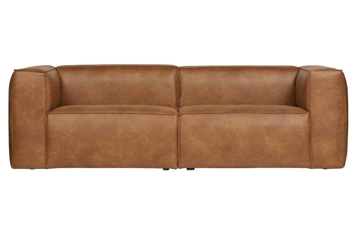 Bequemes Sofa Bean im Loft Design. Bezogen mit hochwertigem recyceltem Leder in der Farbe Cognac