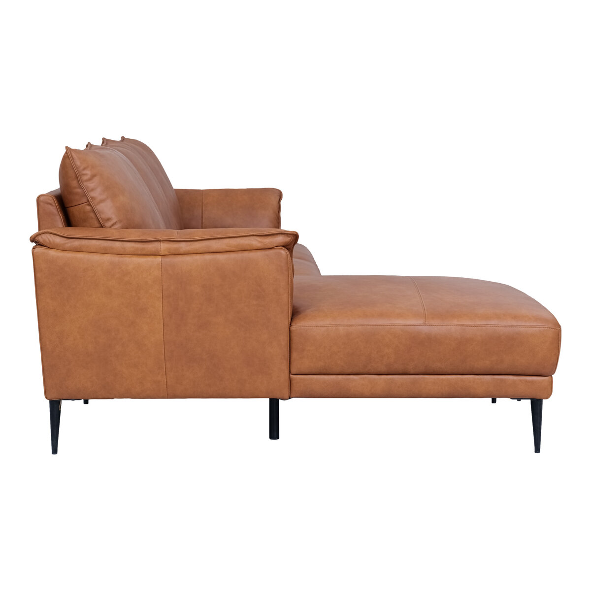 Ecksofa Luso Cognac Echtleder - Linke Recamiere, Taschenfederkern & Metallfüßen