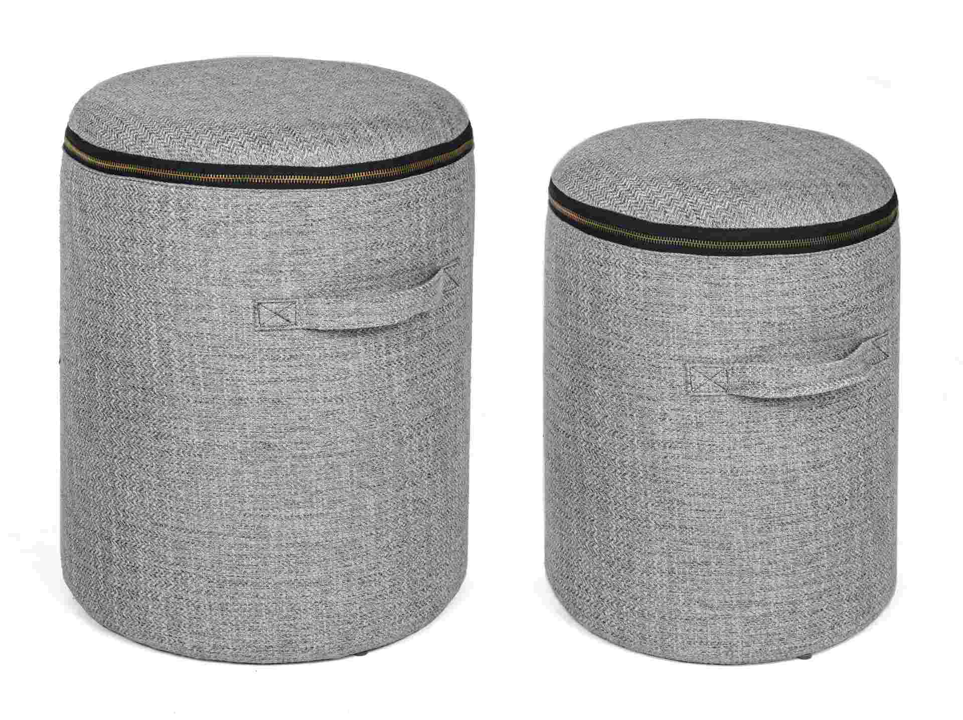 Pouf Radmila 2er-Set mit Stoff-Bezug, Grau Pouf Radmila 2er-Set mit Stoff-Bezug, Grau