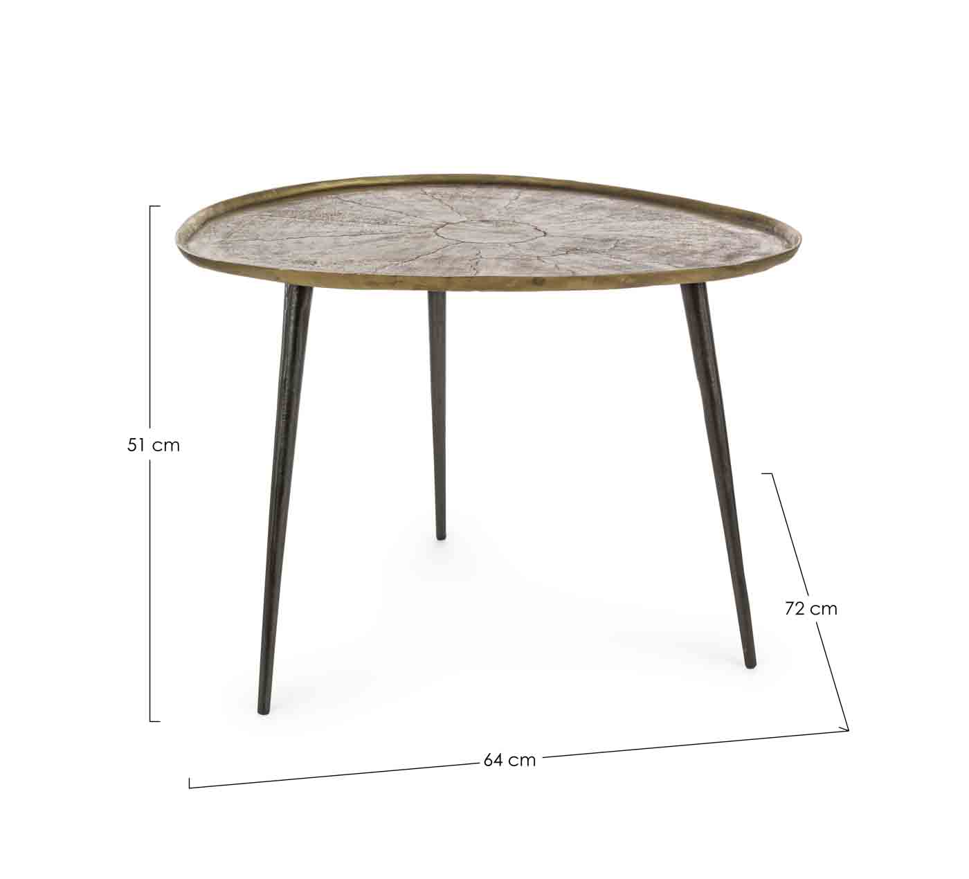 Der Beistelltisch Karima wurde aus Aluminium hergestellt. Dabei hat die Tischplatte ein Feinbearbeitung erhalten. Das Design ist Skandinavisch.