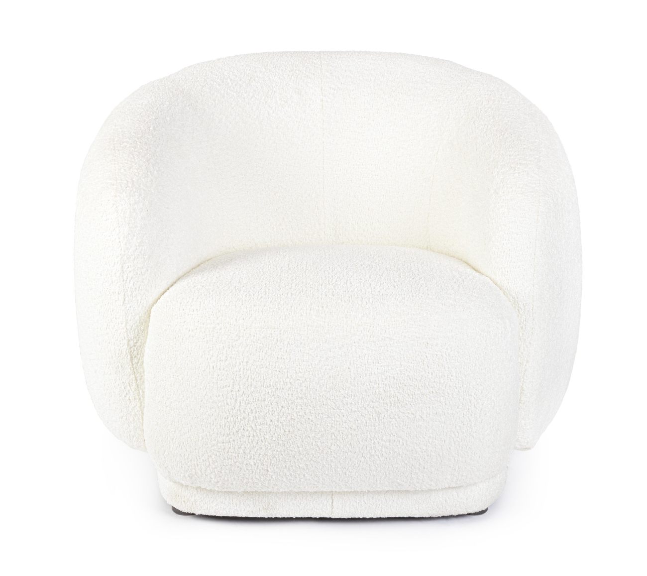 Der Sessel Tecla überzeugt mit seinem modernen Stil. Gefertigt wurde er aus Boucle-Stoff, welcher einen weißen Farbton besitzt. Der Sessel besitzt eine Sitzhöhe von 43 cm.