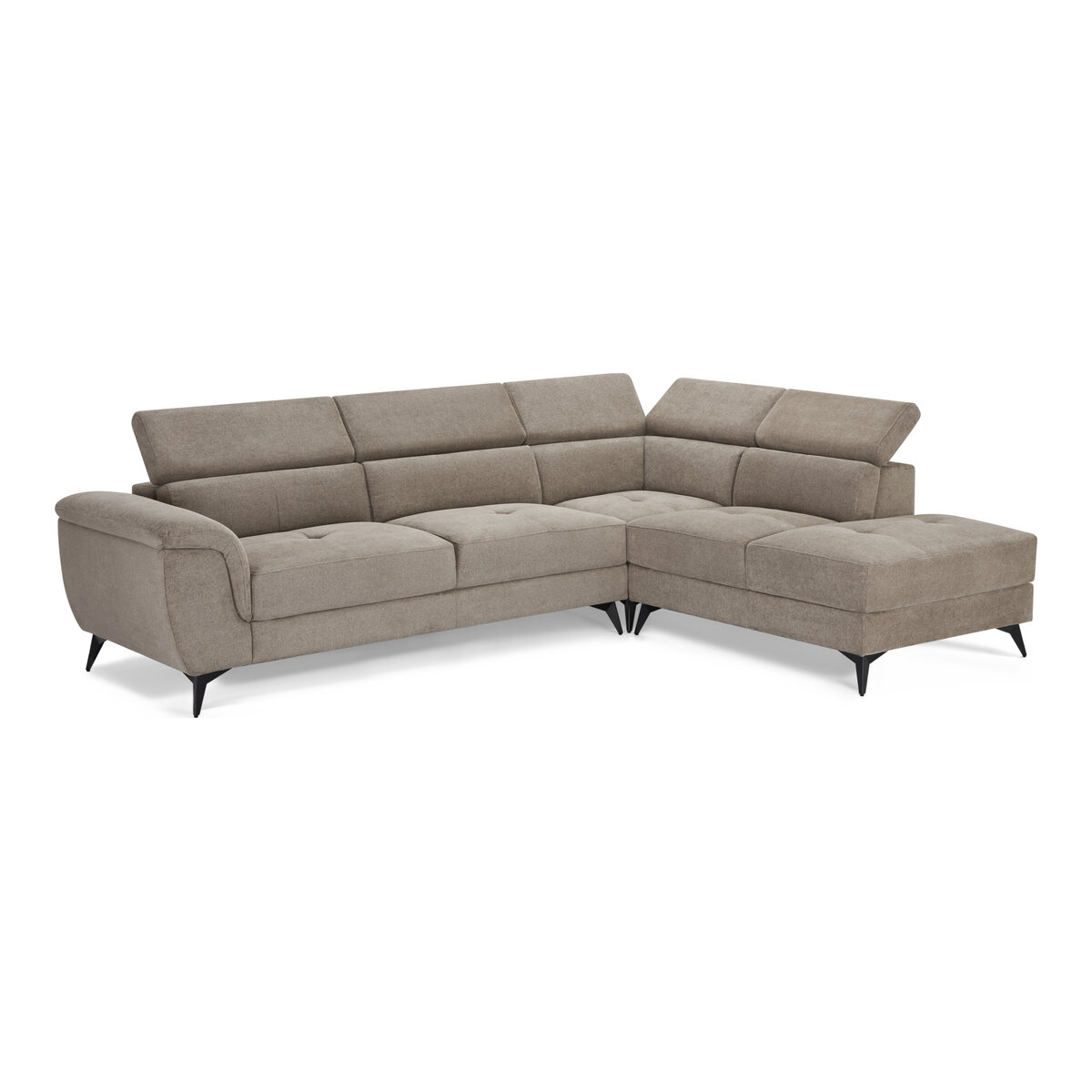 Ecksofa Sibet Rechts Taupe - mit OEKO-TEX Bezug & Kopfstütze