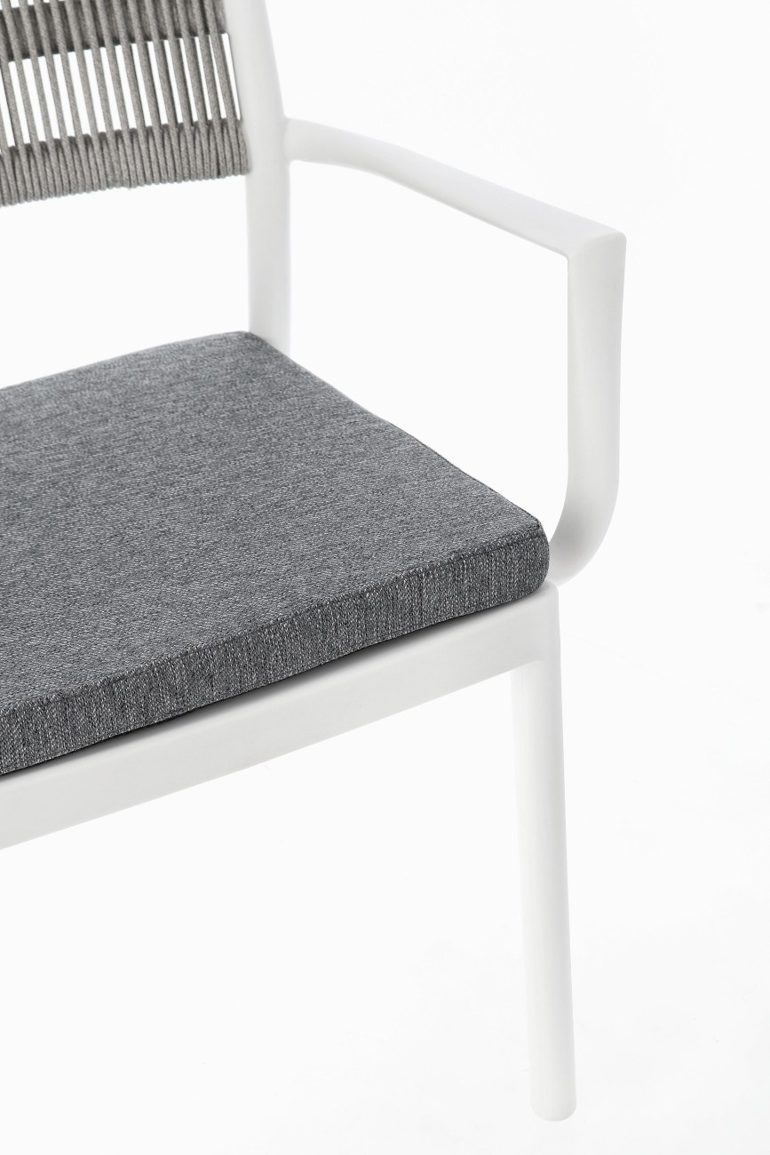 Gartenstuhl Alvin mit Armlehne, Weiß / Hellgrau