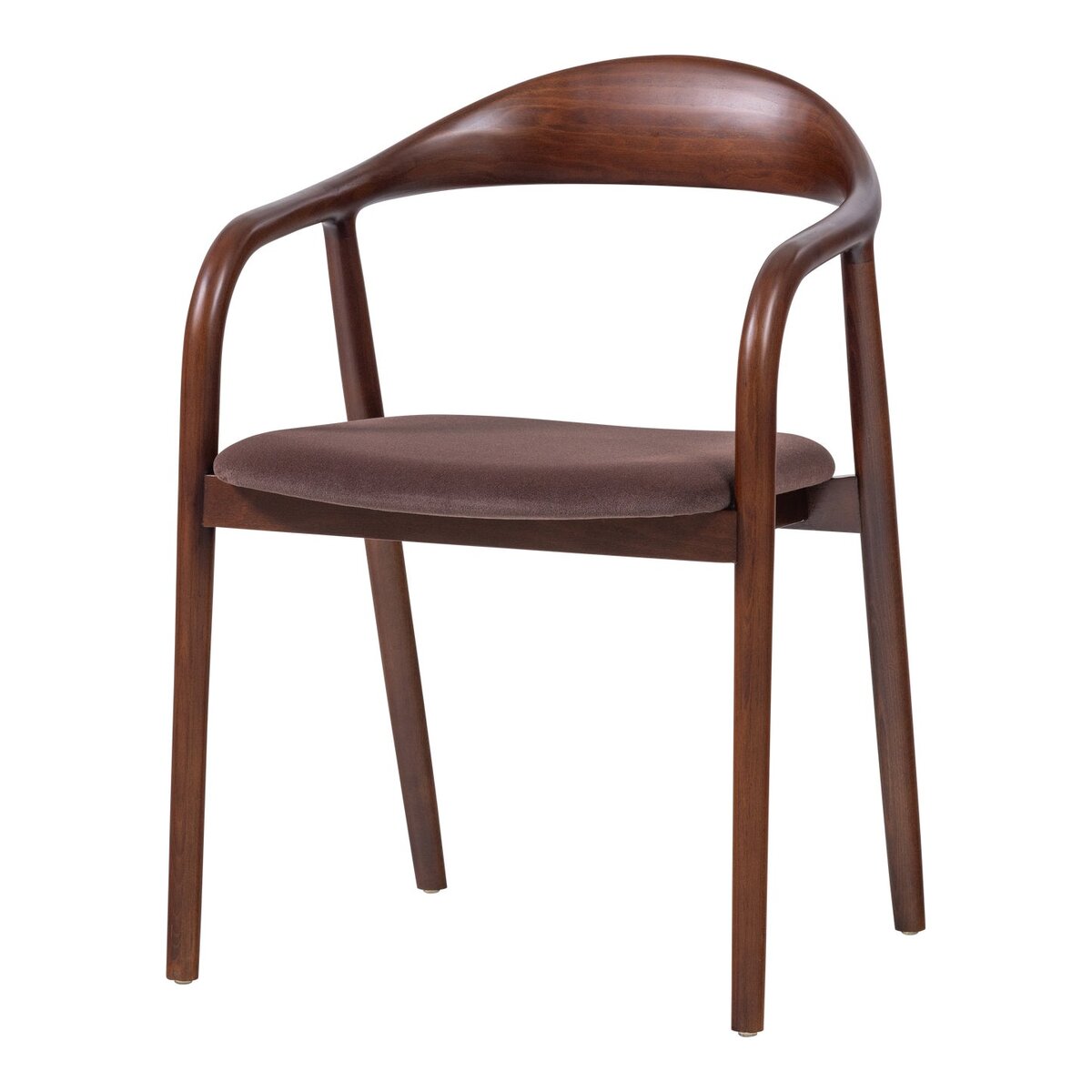 2er-Set Armlehnstuhl Bran - Buchenholz, Samt Braun