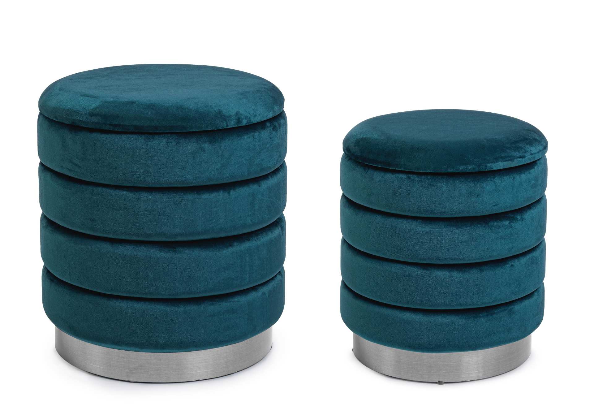 Pouf Darina 2er-Set in Samt-Optik, Blau Pouf Darina 2er-Set in Samt-Optik, Blau