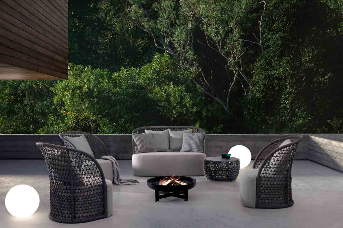 4 Sitzer Outdoorsofa Cuyen mit Kissen, Anthrazit