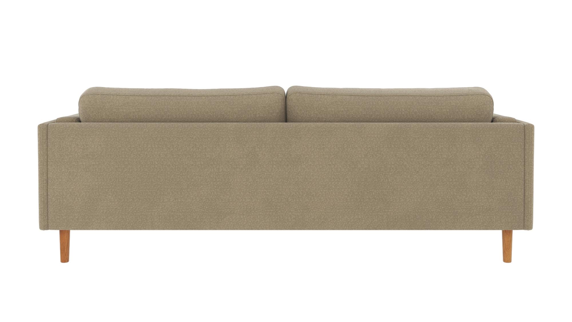 Sofa Braden 3-Sitzer, Beine Eiche, Bezug Rita Dunkelbeige – stilvoller Blickfang für Ihr Zuhause.