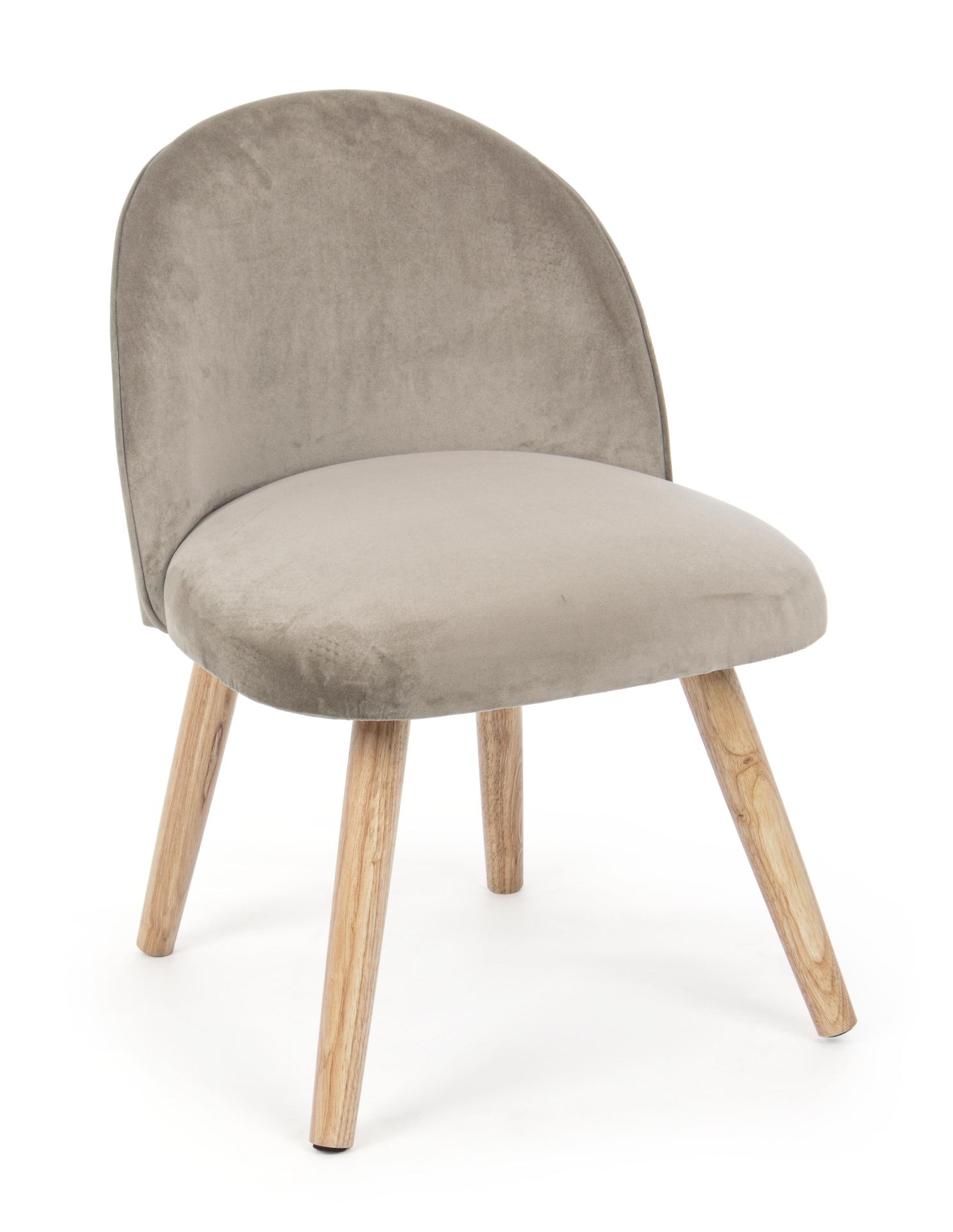 Der Stuhl Adeline überzeugt mit seinem klassischen Design. Gefertigt wurde er aus Stoff in Samt-Optik, welcher einen Taupe Farbton besitzt. Das Gestell ist aus Buchenholz und hat eine natürliche Farbe. Der Stuhl besitzt eine Sitzhöhe von 42 cm. Die Breite
