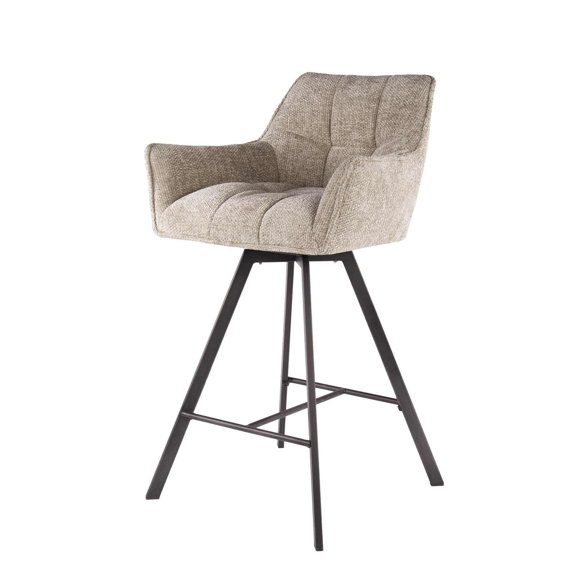 2er-Set Barhocker Spinras mit Armlehne, Drehbar - Webstoff, Sand