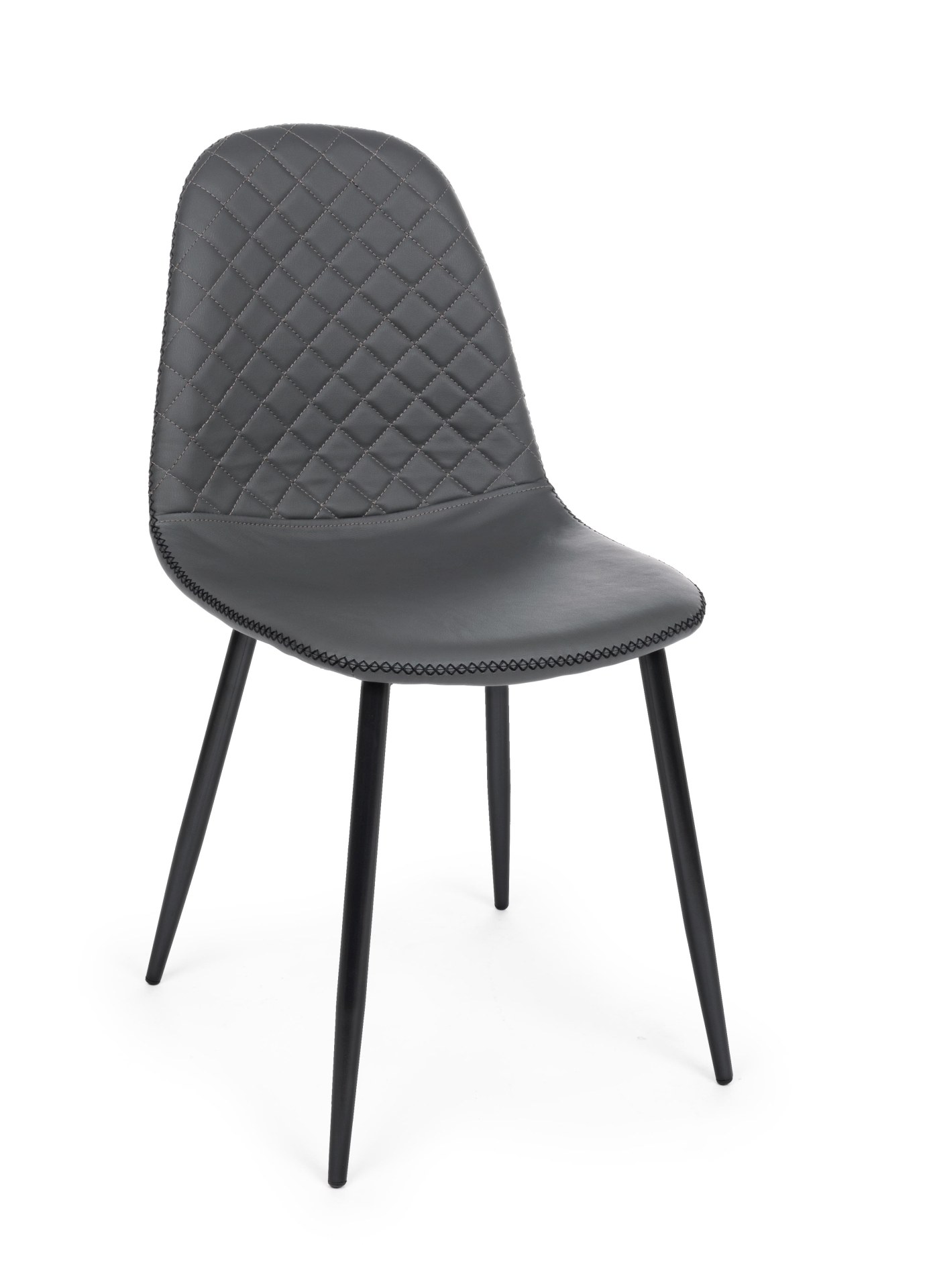 Der Esszimmerstuhl Amanda überzeugt mit seinem modernem Design. Gefertigt wurde der Stuhl aus Kunstleder, welches einen grauen Farbton besitzt. Das Gestell ist aus Metall und ist Schwarz. Die Sitzhöhe beträgt 49 cm.