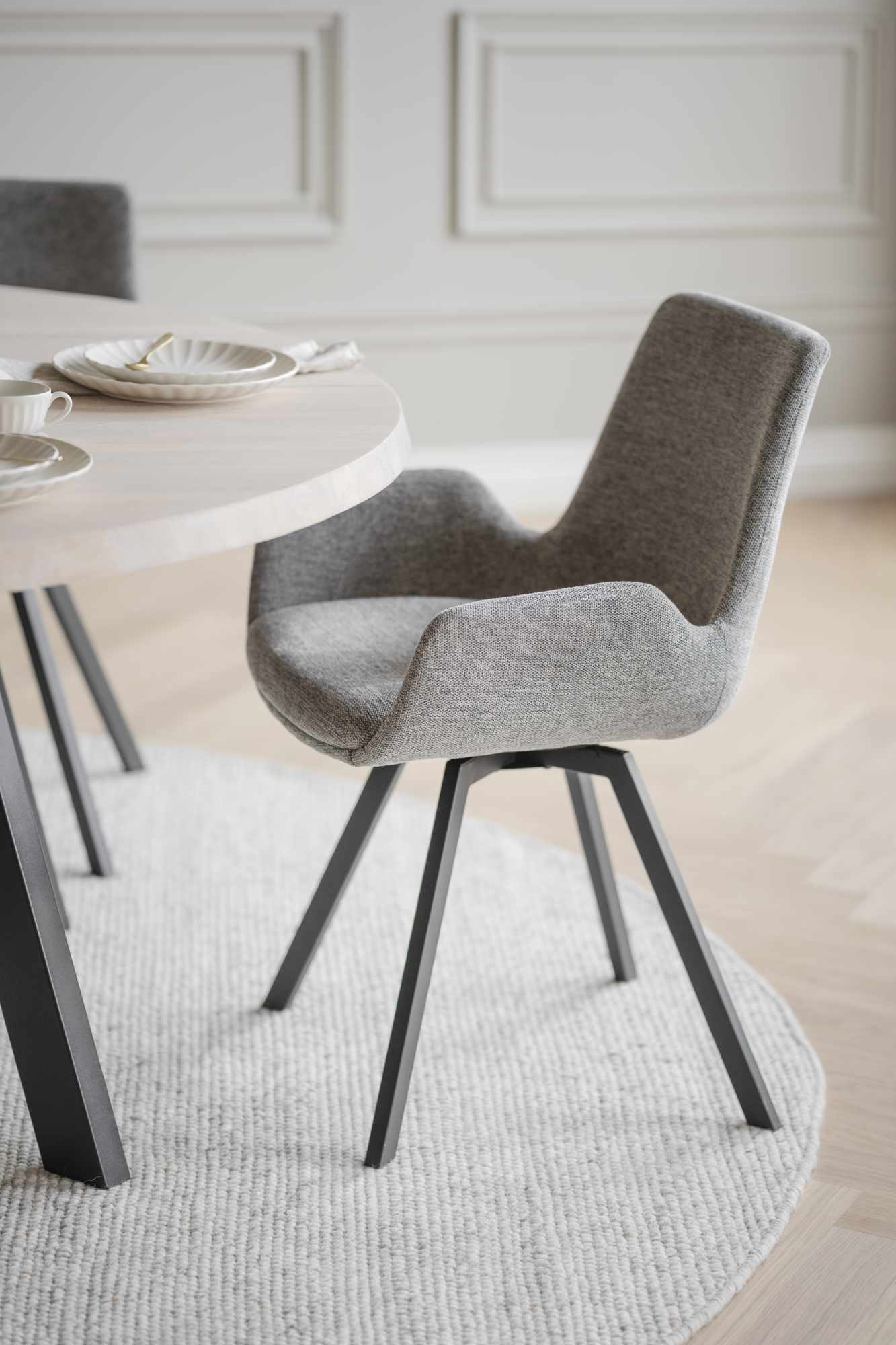 Edles Möbelstück: Stuhl Norwell 2er Set mit Drehfunktion, Grau für stilvolle Einrichtung.