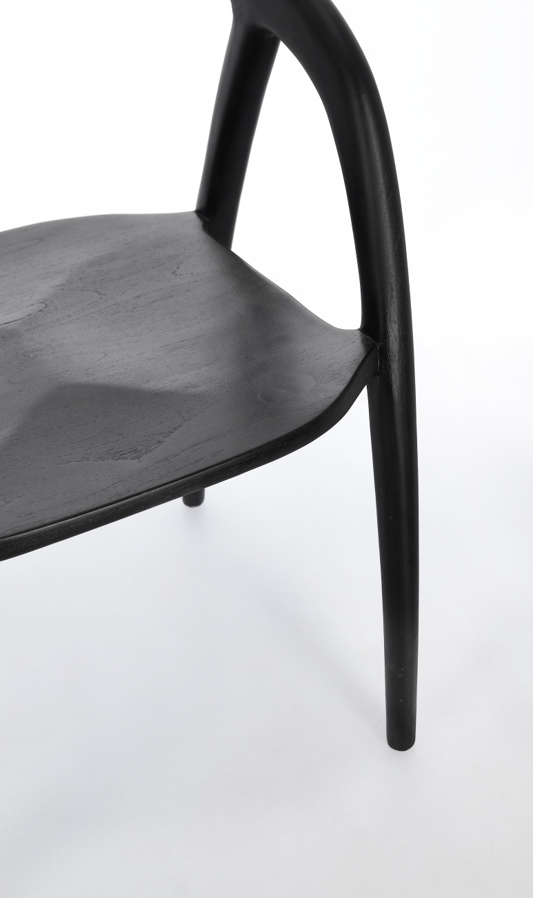 Esszimmerstuhl Dotty aus Teakholz, Schwarz