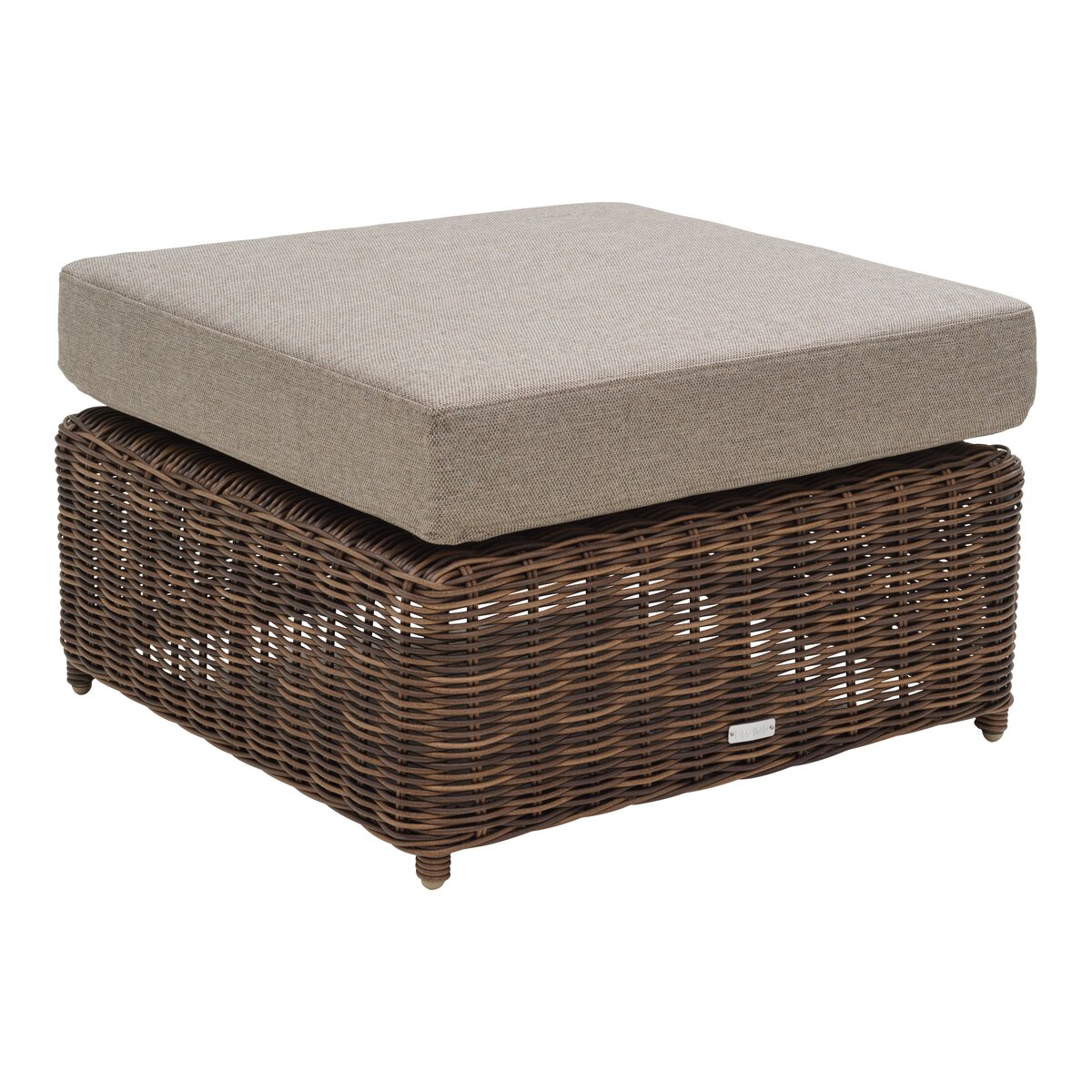 Gartenhocker Glendon 72x72 cm, Polyrattan & wasserabweisender Stoff, Dunkelbraun