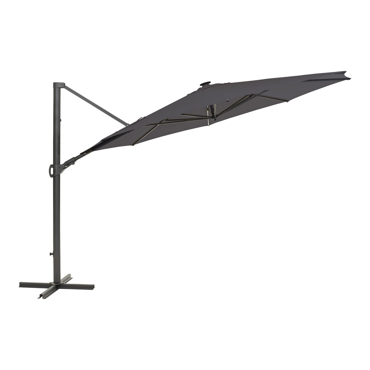 Ampelschirm Cilento - Aluminium, mit Beleuchtung, Ø 350 cm, Anthrazit/Grau