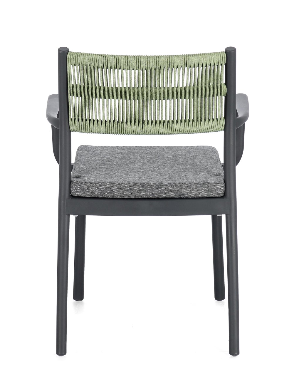 Gartenstuhl Alvin mit Armlehne, Anthrazit / Grün