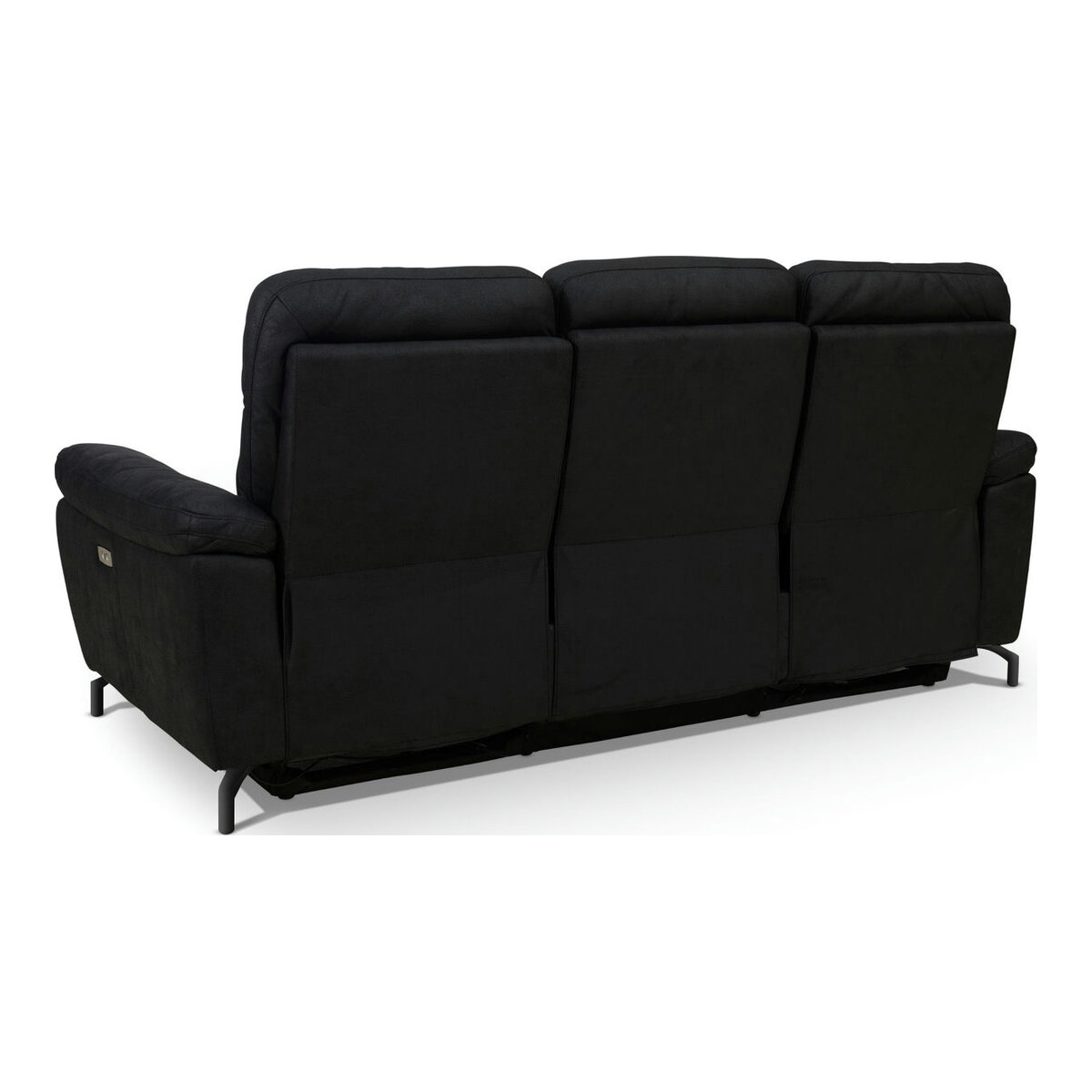3-Sitzer Relaxsofa Astella Stoff Schwarz - Elektrisches Sofa mit Liegefunktion & USB
