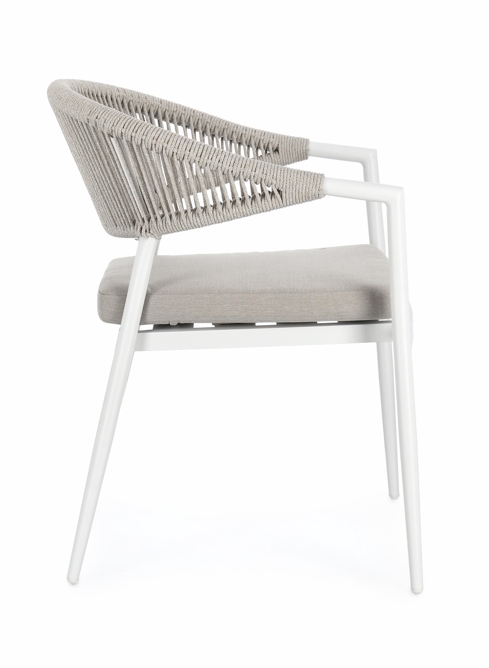 Gartenstuhl Millor aus Aluminium, Hellgrau / Weiß