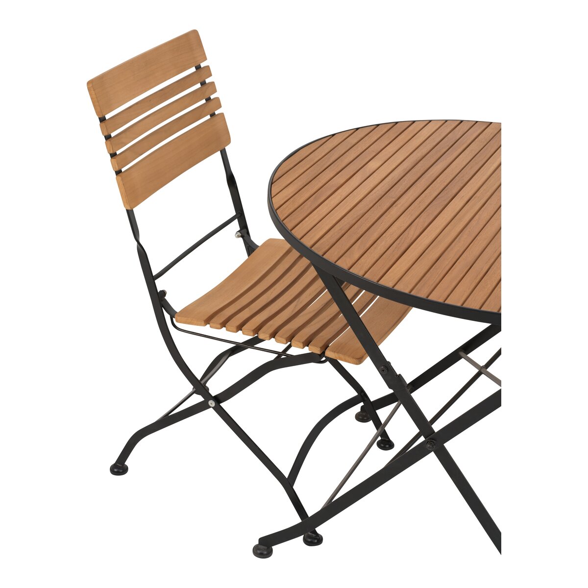 Gartenstuhl Brewer aus Teakholz, Klappbar, Schwarz / Natur
