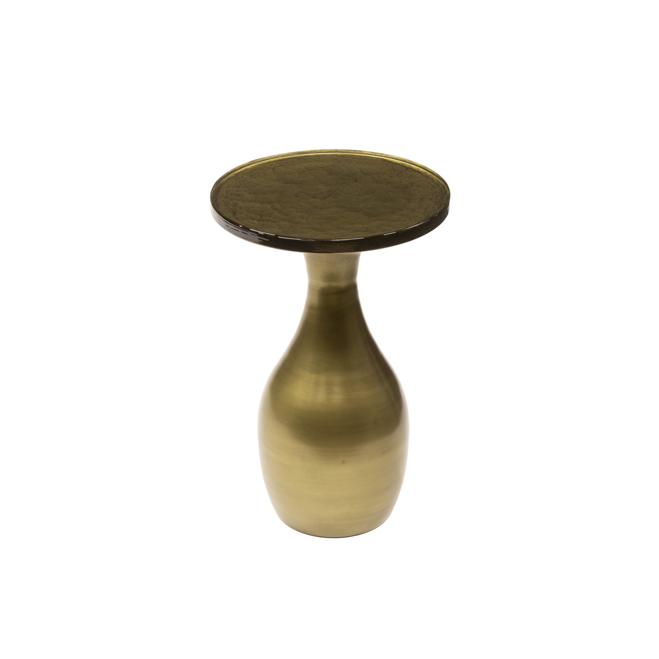 Beistelltisch Klidun Tropfen - Glas & Metall, Antikgold, Größe S