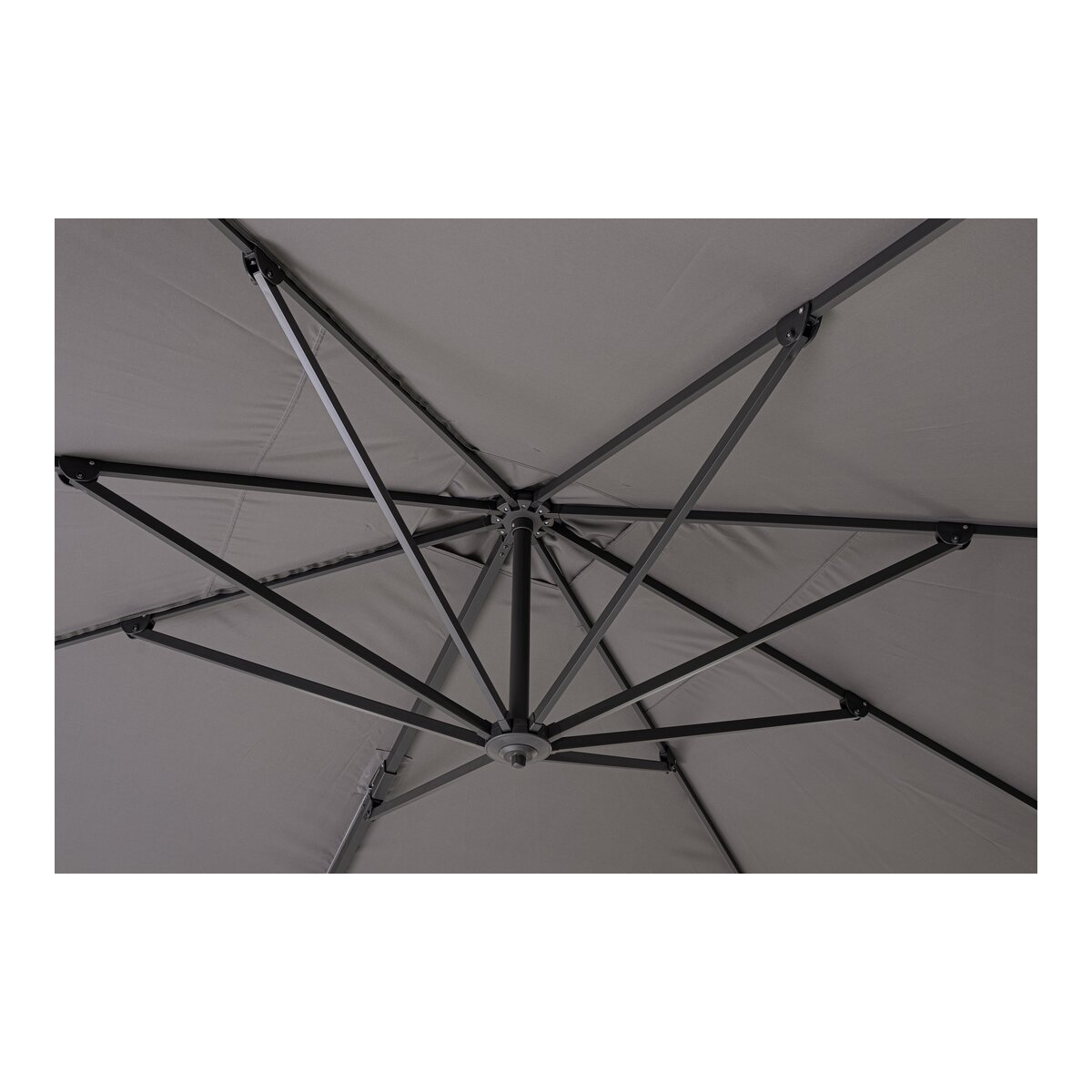 Ampelschirm Porto - Aluminium Anthrazit, Polyester-Stoff Dunkelgrau, 3x4 m