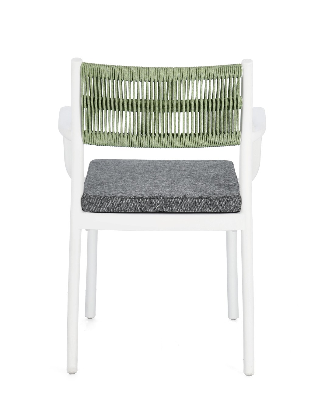 Gartenstuhl Alvin mit Armlehne, Weiß / Grün