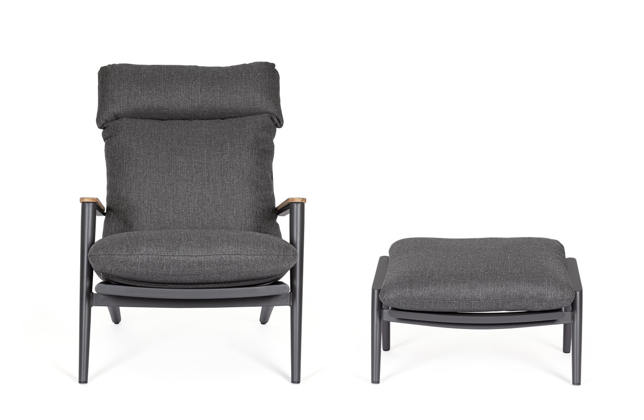 Gartensessel Hibiskus mit Hocker, Anthrazit