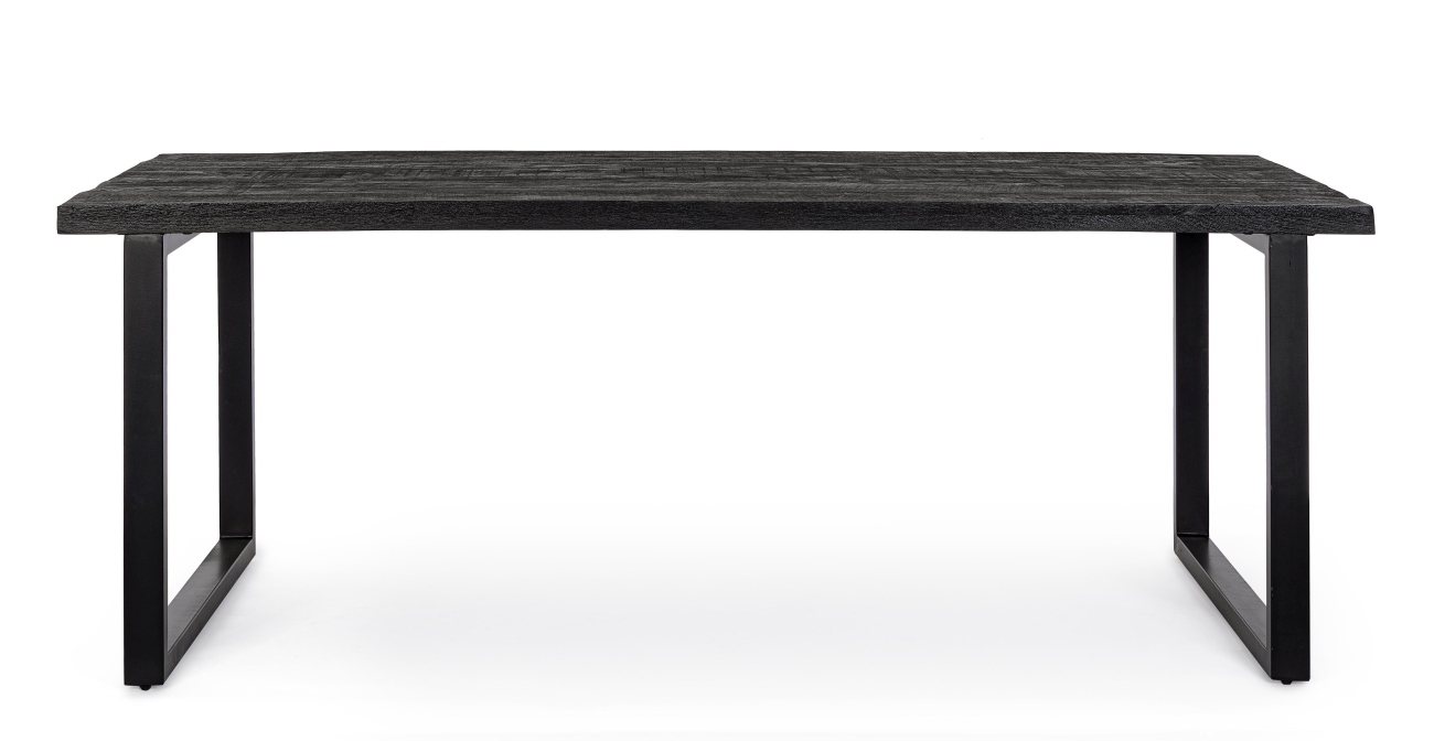 Der Esstisch Hastings überzeugt mit seinem modernen Stil. Gefertigt wurde er aus Mangoholz, welches einen schwarzen Farbton besitzt. Das Gestell ist aus Metall und hat eine schwarze Farbe. Der Tisch besitzt eine Größe von 200x100 cm