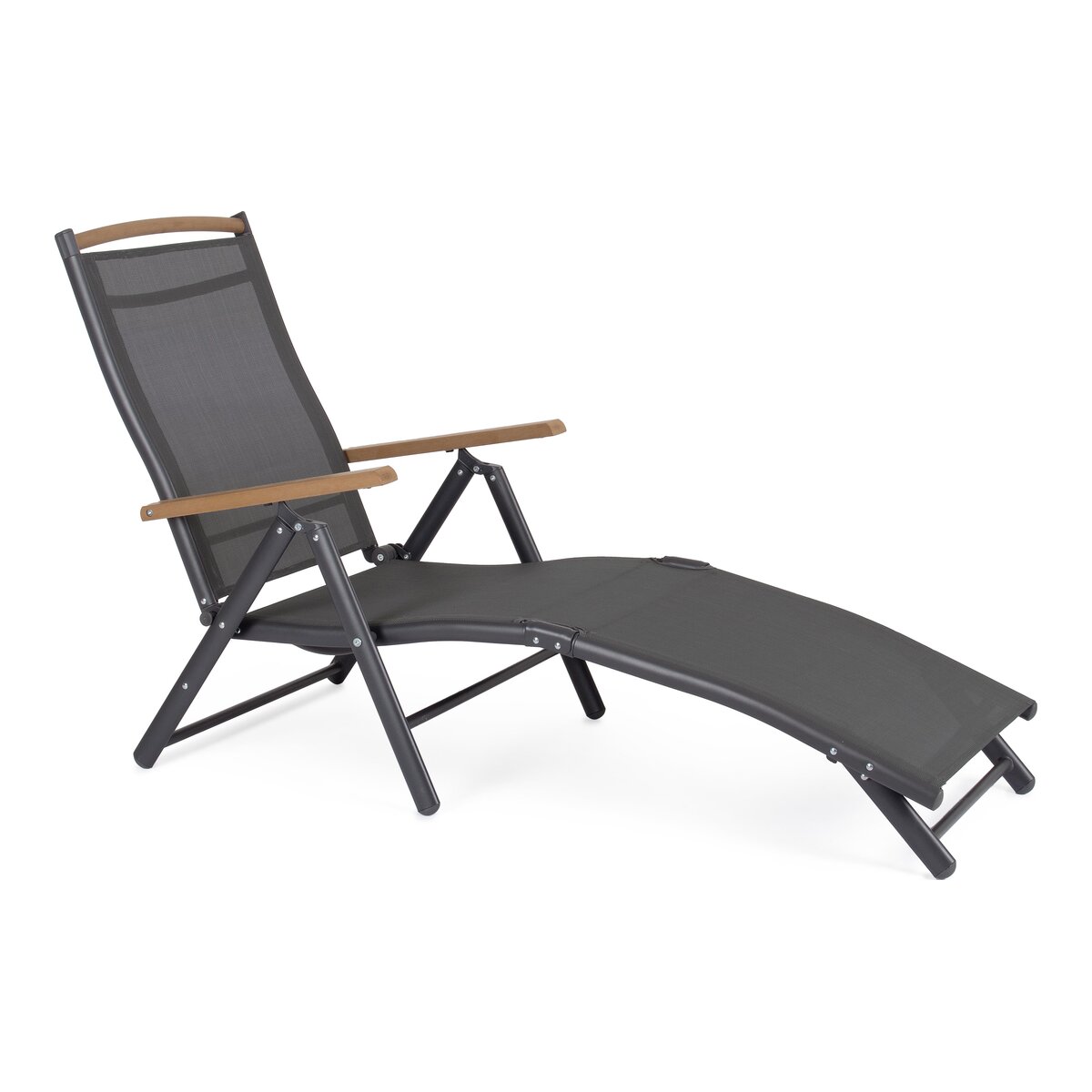 2er-Set Gartensessel Steamer Niagara Verstellbar - Aluminium & Textilene, Dunkelgrau