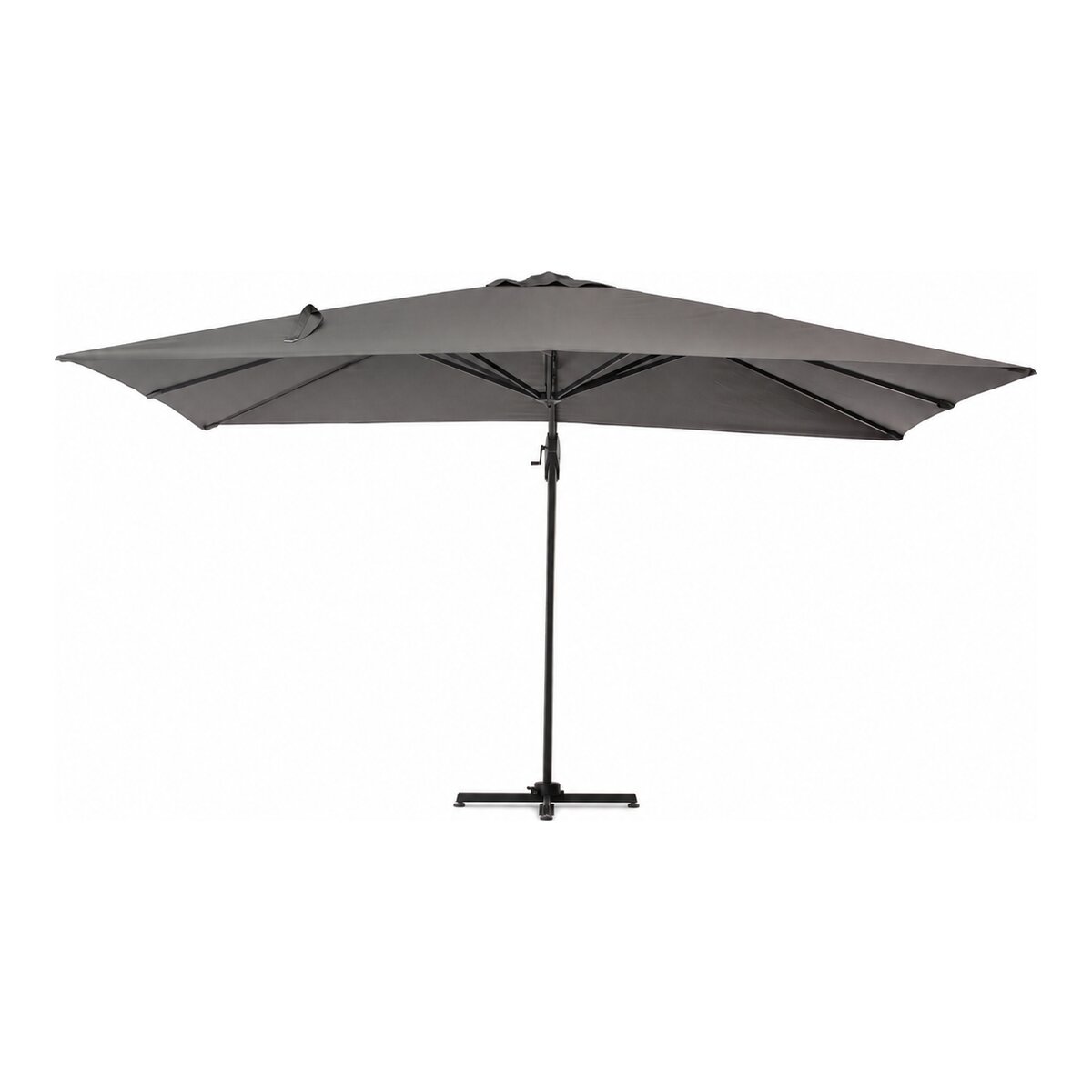 Ampelschirm Porto - Aluminium Anthrazit, Polyester-Stoff Dunkelgrau, 3x4 m