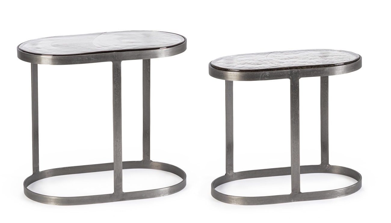 Beistelltisch Zayla 2er-Set aus Metall Oval Beistelltisch Zayla 2er-Set aus Metall Oval