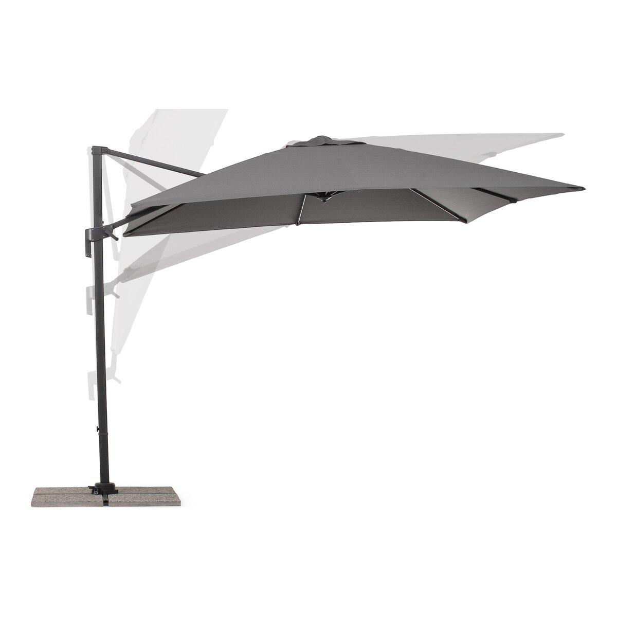Ampelschirm Siviglia - Aluminium Anthrazit, Polyester-Stoff Dunkelgrau, 3x3 m