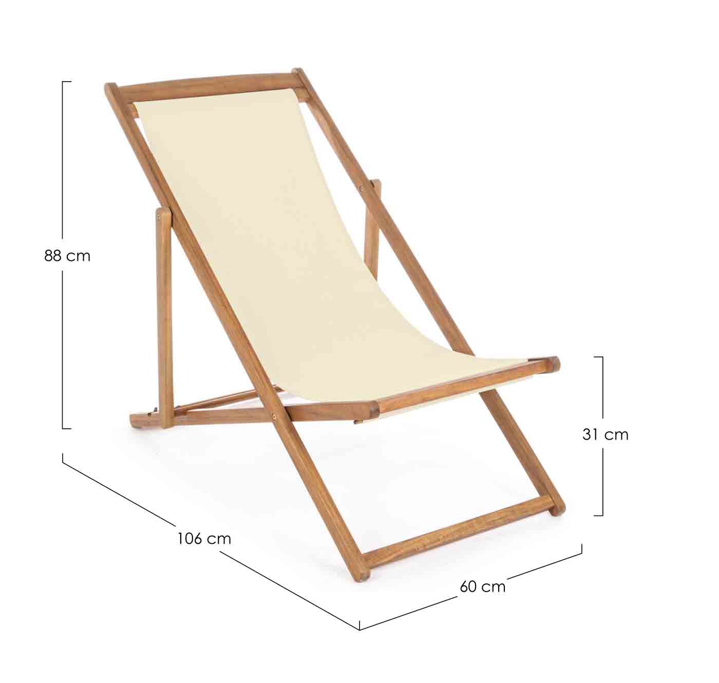 Deckchair Liegestuhl Noemi aus massiven Akazienholz und verstellbaren Gestell