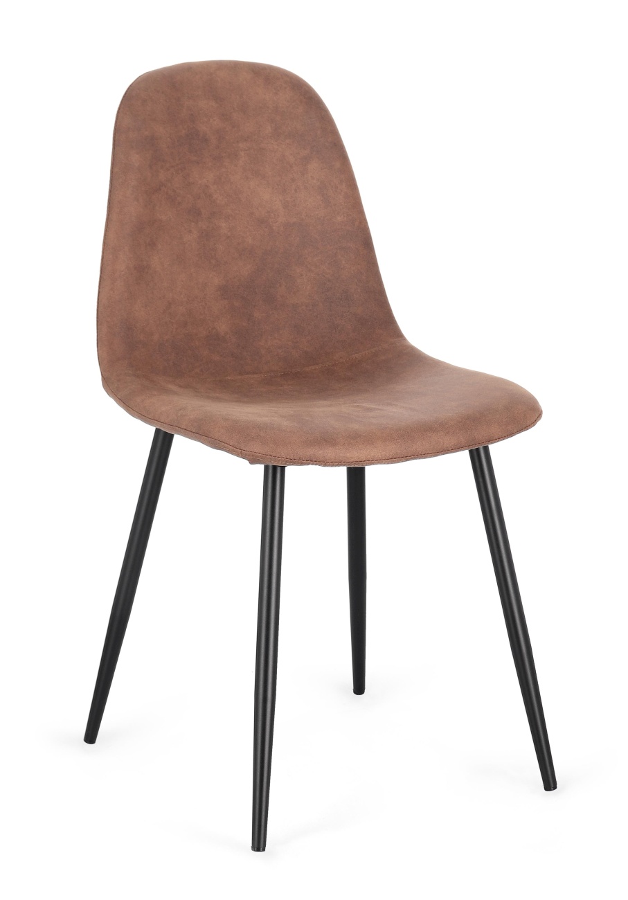 Esszimmerstuhl New Irelia 4er- Set aus Kunstleder, Cognac