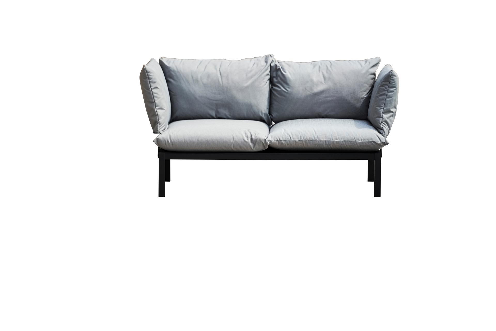 Das Gartensofa Domino in der Ausführung 2-Sitzer hat ein modernes Design. Hergestellt wurde dieses von der Marke Jan Kurtz. Das Sofa ist in verschieden Farbkombinationen erhältlich. Dieses hat die Gestell-Farbe Schwarz und die Bezug-Farbe Grau.
