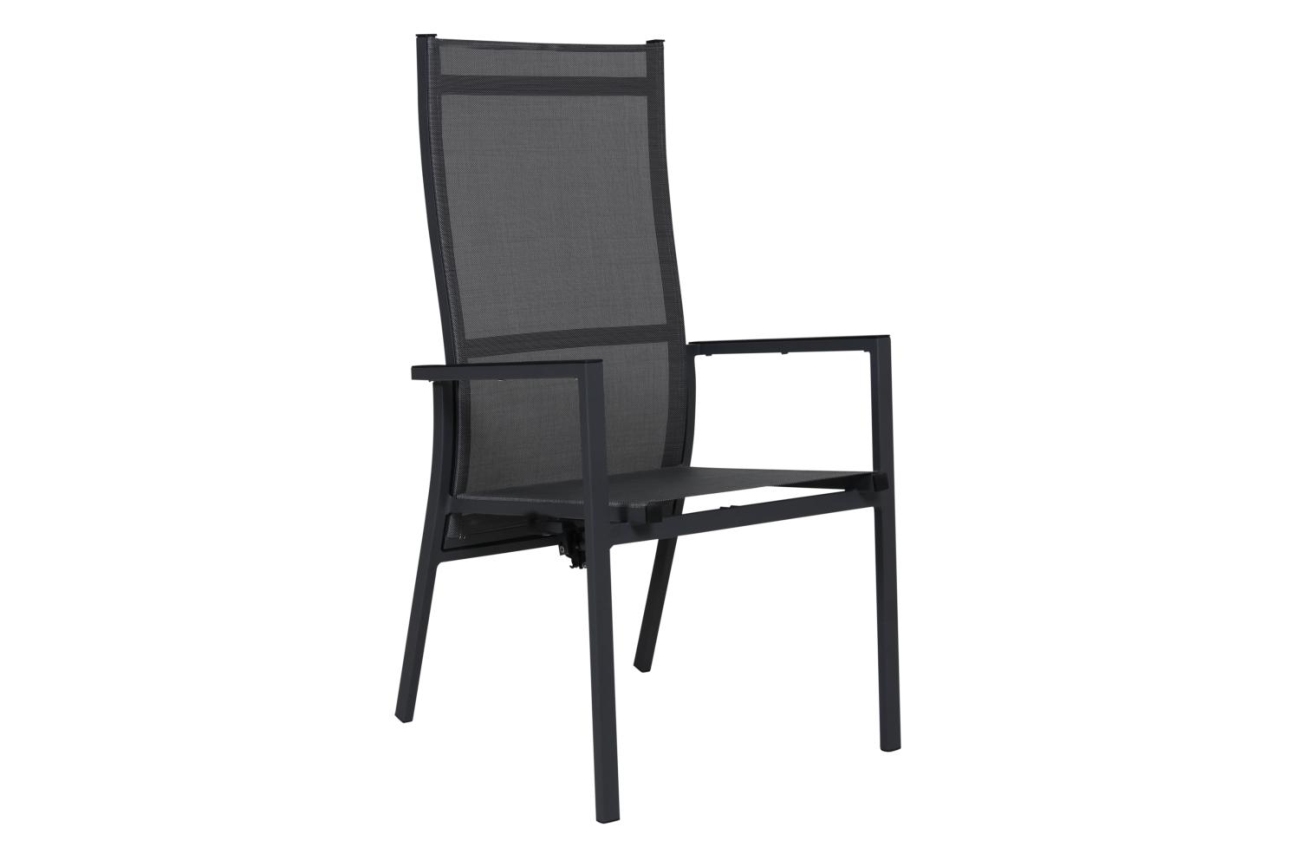 Der Gartenstuhl Avanti überzeugt mit seinem modernen Design. Gefertigt wurde er aus Textilene, welches einen Anthrazit Farbton besitzt. Das Gestell ist aus Metall und hat eine Anthrazit Farbe. Die Sitzhöhe des Stuhls beträgt 44 cm.