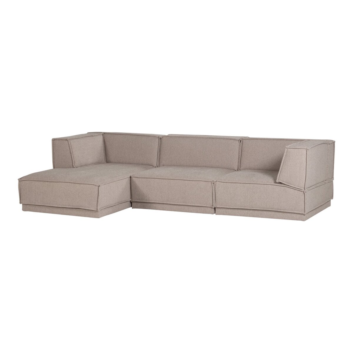 Ecksofa Chaiselongue Manu - Chenille-Stoff Natur, Links