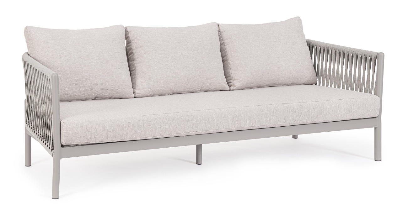 Gartensofa Florencia aus Aluminium, Sand 3-Sitzer Sofa Florencia mit Kissen, Sand