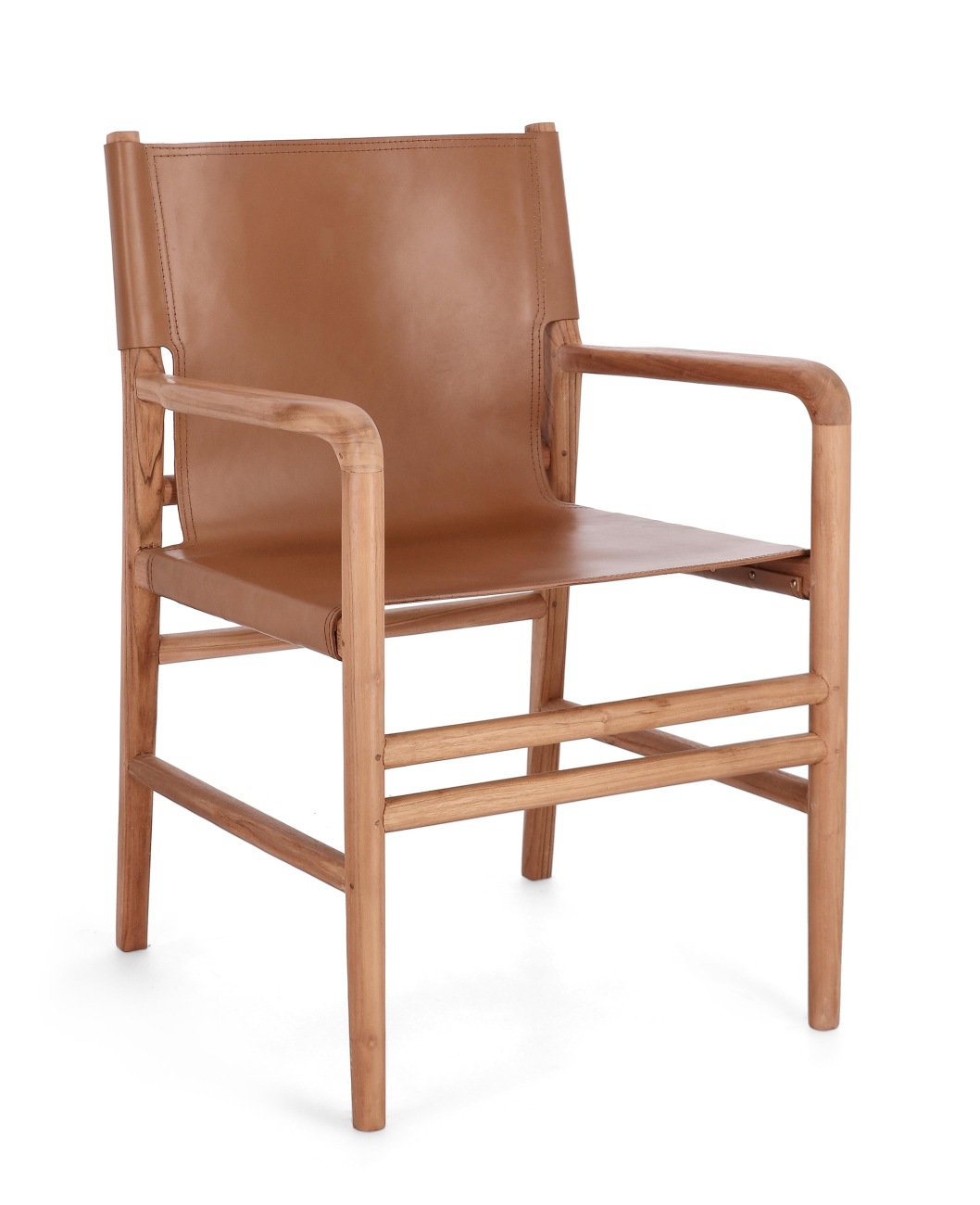 Der Esszimmerstuhl Caroline überzeugt mit seinem modernen Stil. Gefertigt wurde er aus Leder, welches einen Cognac Farbton besitzt. Das Gestell ist aus Teakholz und hat eine natürliche Farbe. Der Stuhl besitzt eine Sitzhöhe von 47 cm.