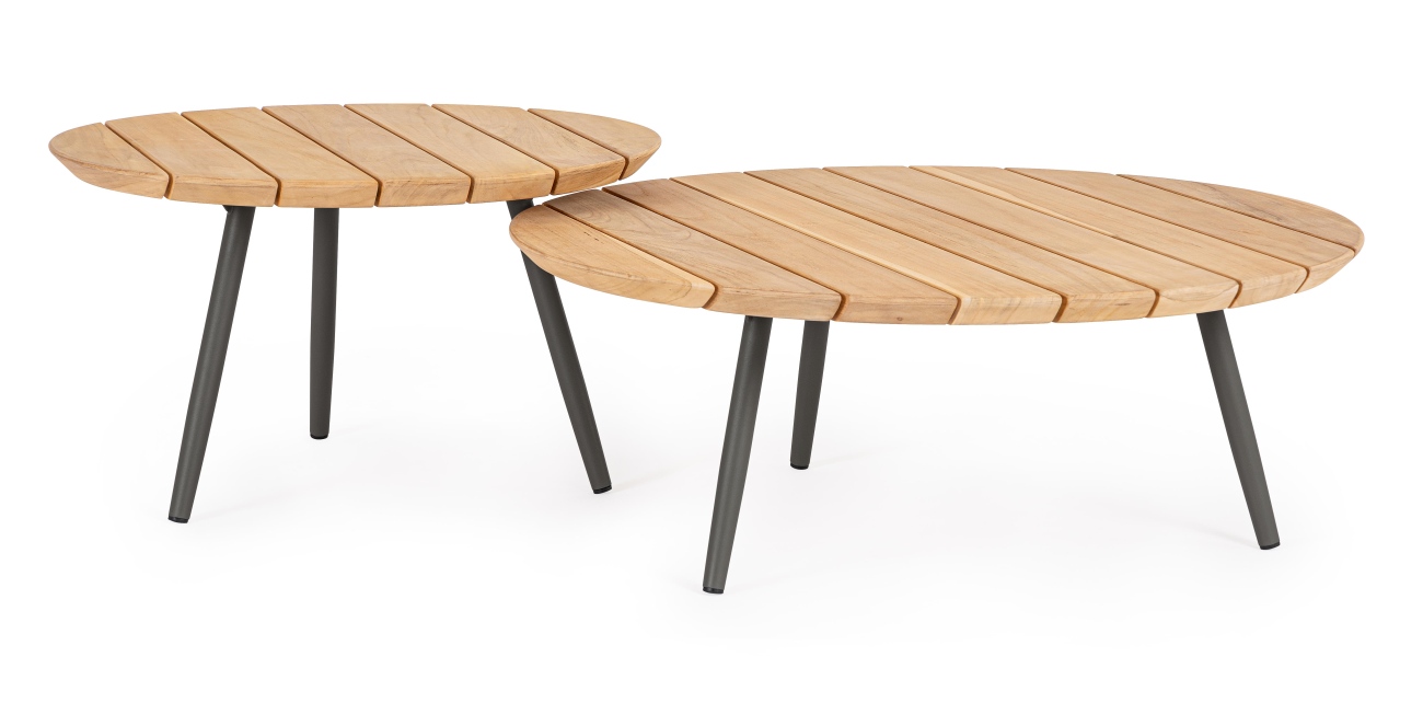 Gartencouchtisch-Set Ivissa aus Teakholz, Anthrazit