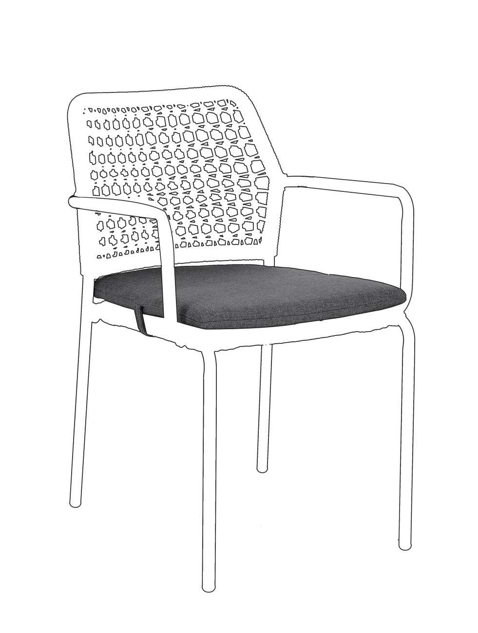 Sitzkissen Rajada aus Wasserabweisendem Stoff, Dunkelgrau Sitzkissen Rajada 2er-Set aus Wasserabweisendem Stoff, Dunkelgrau