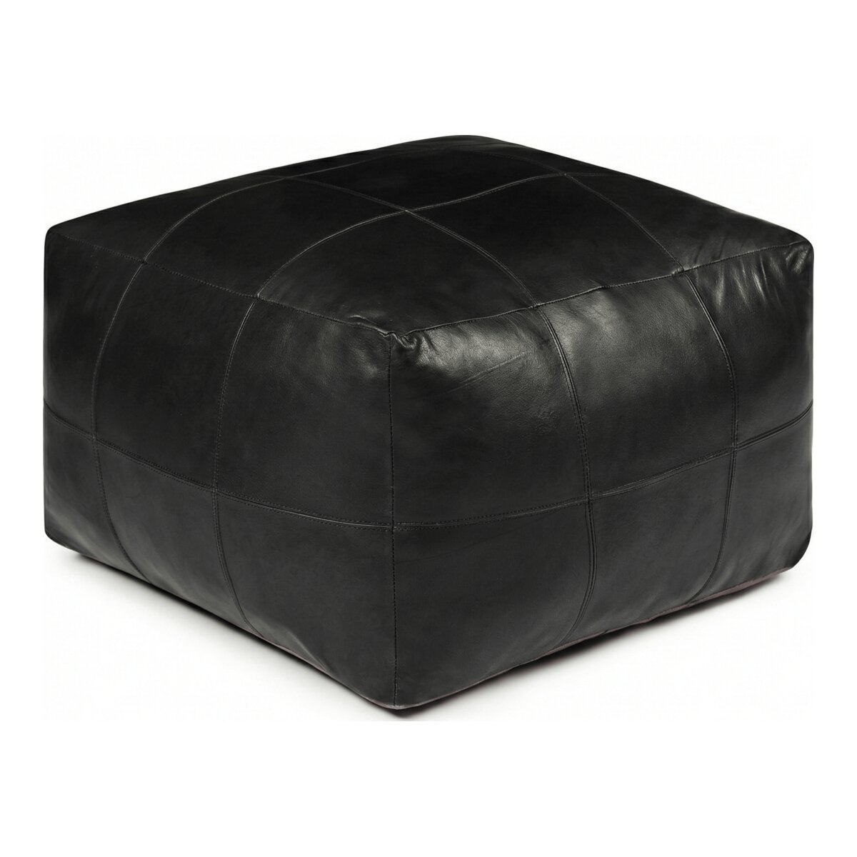 Pouf Anneta aus Leder 60x60 cm, Schwarz
